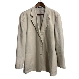 Alan Flusser linen blazer men's large neutral minimalist beach coast jacket coat